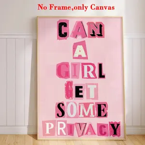 1pc Wall Art, Bathroom Poster, Pink Aesthetic Fun Bathroom Print, Trendy Scrapbook Lettering Wall Art, Preppy Home Decor, Room Poster, Colorful Minimalist Bathroom Art, Bathroom Decor, Living Room Decor, Unframed Modern Home Decor