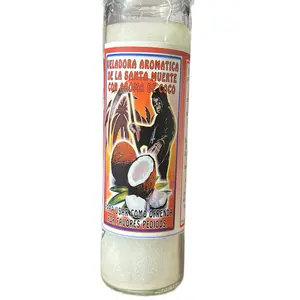Coco Santa Muerte Fixed Candle with Aroma of Coconut for Offering and Favor Requests