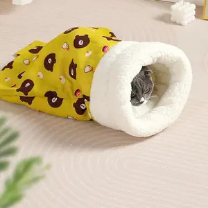 Cozy Cat Bed Winter Warmth Semi-Closed Sleeping Bag for Cats and Small Dogs Deep Sleep Pet Blanket & Nest Ideal for Cozying Up