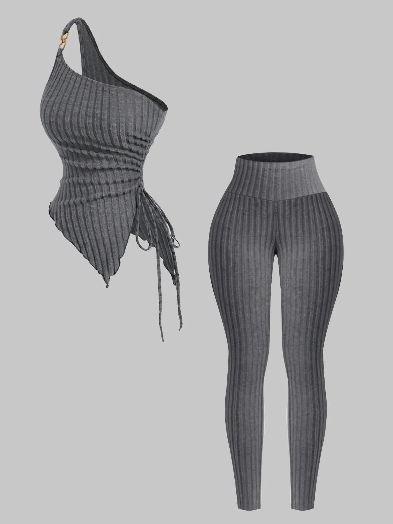 Two-Piece Set Women's Solid Ribbed Crop Tank Top & Skinny Pants, Fitted Clothing Set, Casual Fashion Cozy for Daily Outdoor Wear, Ladies Clothes for Summer, Suits, Summer Outfit Set