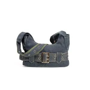 Women's Street Denim Underarm Bag, Crossbody Bags, Sling Bags, Vintage Steampunk Shoulder Bag, Fashion Crossbody Purse Bag for Street Wear(Sheets)