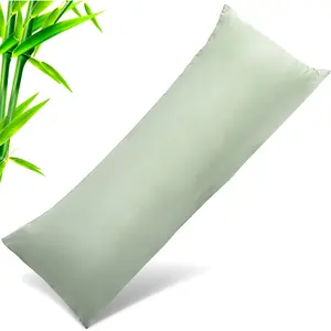 Body Cooling Pillow Case Cover, Bamboo Rayon Green Pillowcases with Zipper Closure, Cool and Breathable Pillow Case for Hot Sleepers and Night Sweats, 20x54 inches