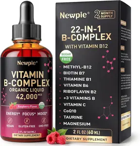 Vitamin B Complex Liquid Drops - B12 Methylcobalamin, B6, B1, Niacin & Folate, Biotin, Vitamin C, Choline, Inositol, CoQ10 & Taurine - Methylated Sublingual for Energy & Focus - Vegan, Organic herbal Triple Daily Health