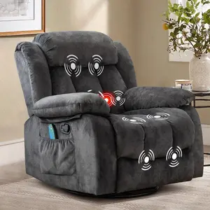 Ebello 35" Wide Massage Swivel Manual Rocker Recliner with Heat and Vibration, Comfort,Grey Chair Circles Home Appliances