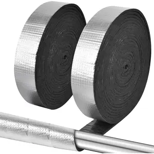 Self Adhesive 2" x 33FT Outdoor Pipe Foam Insulation Wrap Tape Aluminum Foil Finish for Winter Freeze Protection