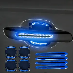 8Pcs Car Door Bowl Stickers, Anti-scratch Door Handle Warning Reflective Stickers, Door Handle Stickers, Car Door Trim Sticker, Paint Scratches Soft Rubber Protective Film, Christmas Decorations,to Protect The Car Door Handles from Scratches