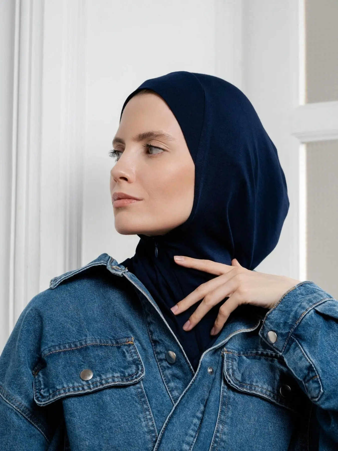 Women's Adjustable Zipper Strength Poly Single Jersey Hijab Scarf, For Muslim Breathable Plain Design Suitable for All Occasions, Comfortable Cool Sport Headwear