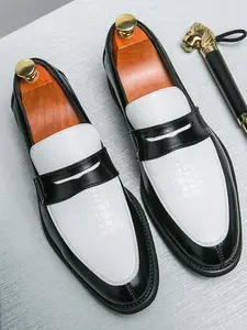 Men's Business Fashion Colorblock Crocodile Embossed Loafers, Business Style Loafers, Casual Comfortable Slip-on Shoes for Daily Wear, Fashion Shoes for Party, Daily Clothing Decor