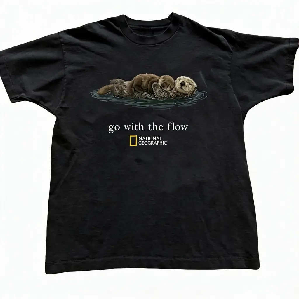 National Geographic Go with the Flow Graphic T-Shirt - Unisex Vintage Outdoor Nature Exploration Adventure Tee