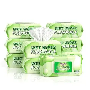 DAFI Flushable Wipes for Adult Wet Wipes，DAFI Flushable Wipes for Adult Wet Wipes, Total 900 Unscented Toilet Wipes Flushable, No Alcohol & 100% Plant Based Fibers, Septic and Sewer Safe Pack of 9, Bathroom Tissue,Toilet paper