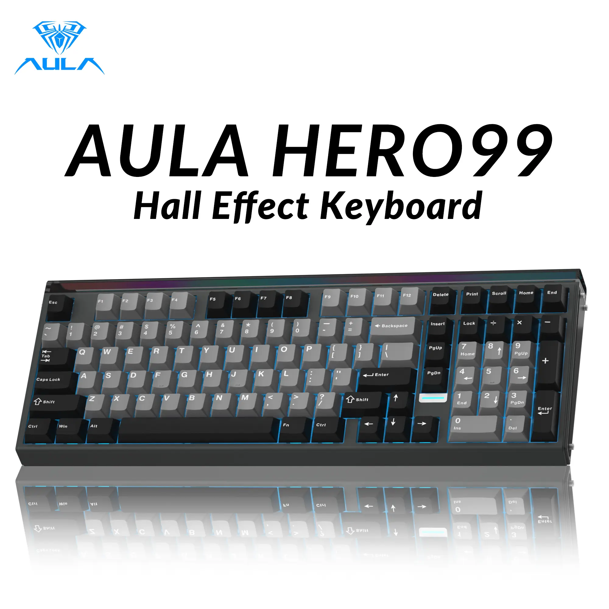 AULA Hero 99 Hall Effect Mechanical Wired Gaming Keyboard with Rapid Trigger Mode, Hot Swappable Custom Magnetic Switch Keyboard with Number Pad, Web Driver,RGB Backlit Keyboard for Office PC Game setup