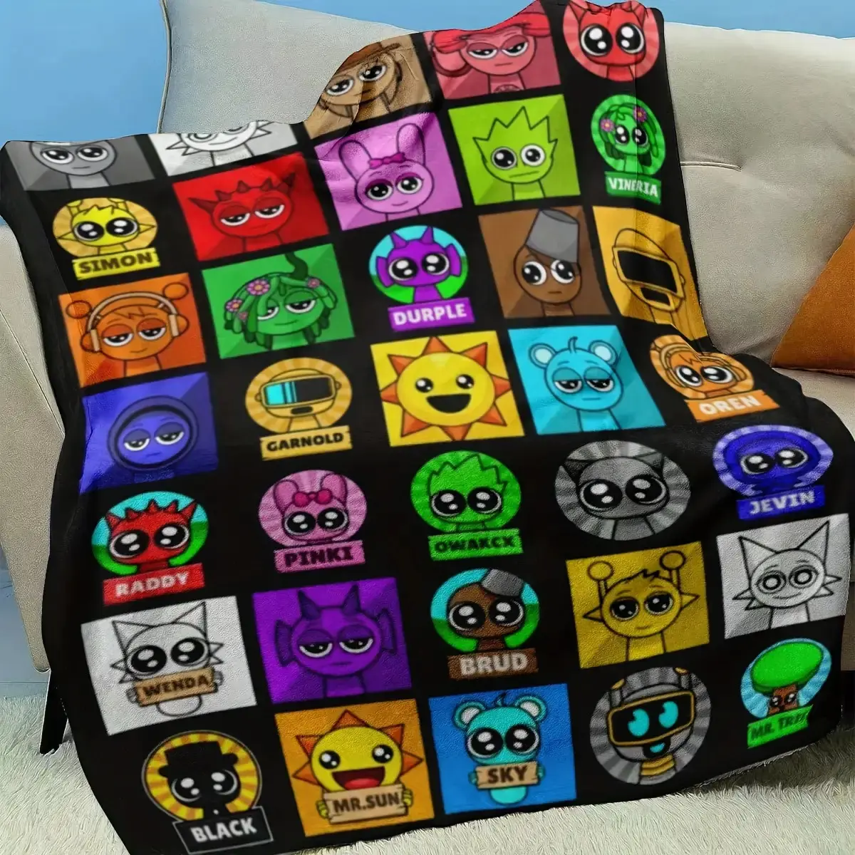 Ultra-Soft Flannel Cartoon Figure Print Cozy Throw Blanket, All-Season Multi-Purpose Bedding Throw, Ideal Birthday-Holiday Gift
