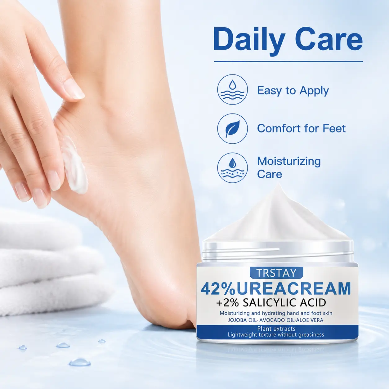 Vitamin C Foot Cream Hydrating Brightening Repair for Cracked Heels Dry Rough Skin Soft Smooth Feet Argan Moisture, Hyaluronic Acid, Glycerin Nourishing Daily, Moisturizer, Restore Moisturizing, Oil