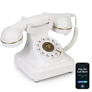 Bluetooth Vintage Phone with Voice Assistant,Bluetooth Retro Phone Compatible with Android & iOS, Physical Telephone with Volume Control, Blue