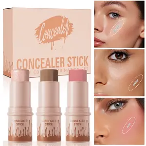 Multi-Use Three-Piece Makeup Stick Set, Instant Age Rewind Eraser Dark Circles Treatment Concealer, Long-Lasting Waterproof Formula, Smooth Application, Flawless Natural Look, Daily Use, Lightweight