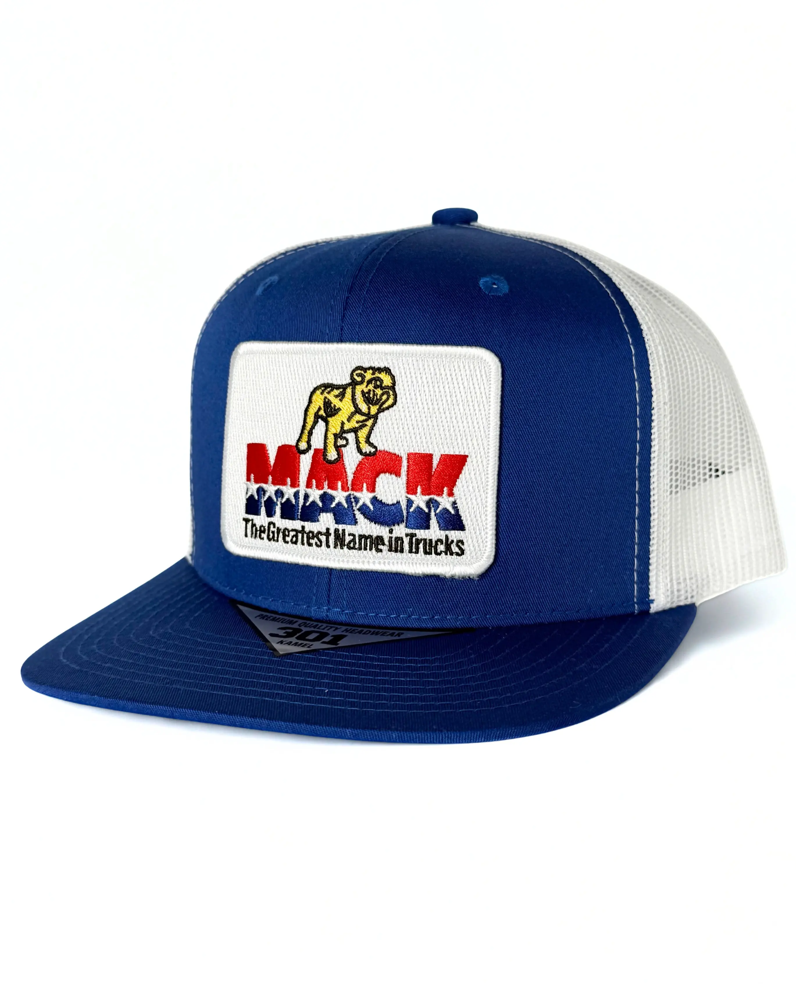 Mack Truck Retro Mack 1970 Semi Embroidered Logo Hat Trucker Mesh Snapback Adjustable Cap Blue/White