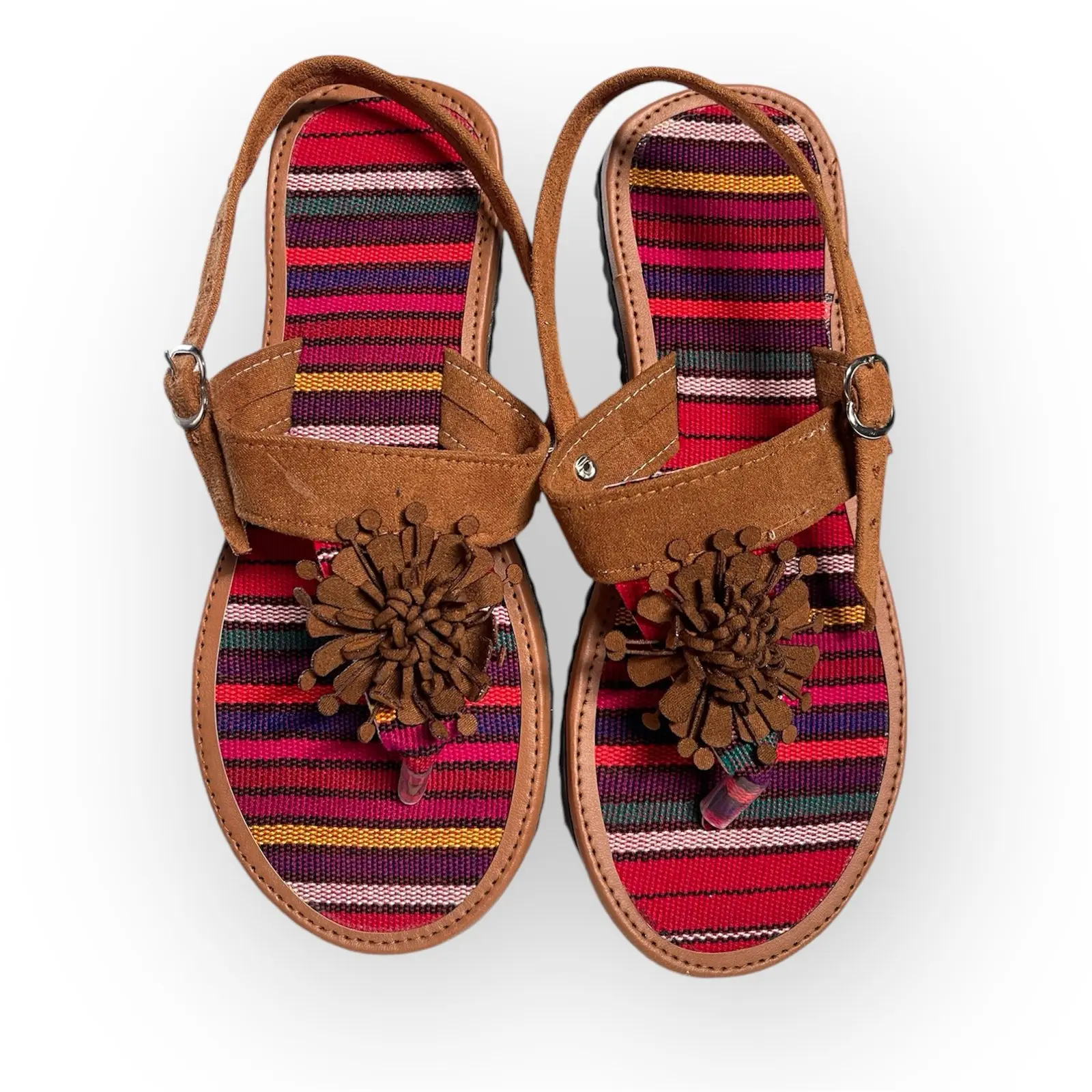 Guatemalan Sandalia Típica con Broche SCB6 - Handmade Traditional Woven Design Comfortable Fabric Sandals for Any Occasion