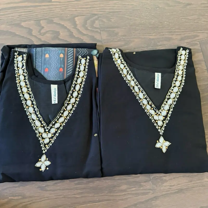 black 3-piece traditional kurta set.