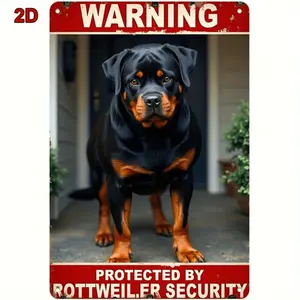 Vintage Rottweiler Security Sign 12x8 Inches Heavy Duty Metal Warning Plaque with Protected by Rottweiler Text Indoor and Outdoor Use Perfect for Rottweiler Enthusiasts