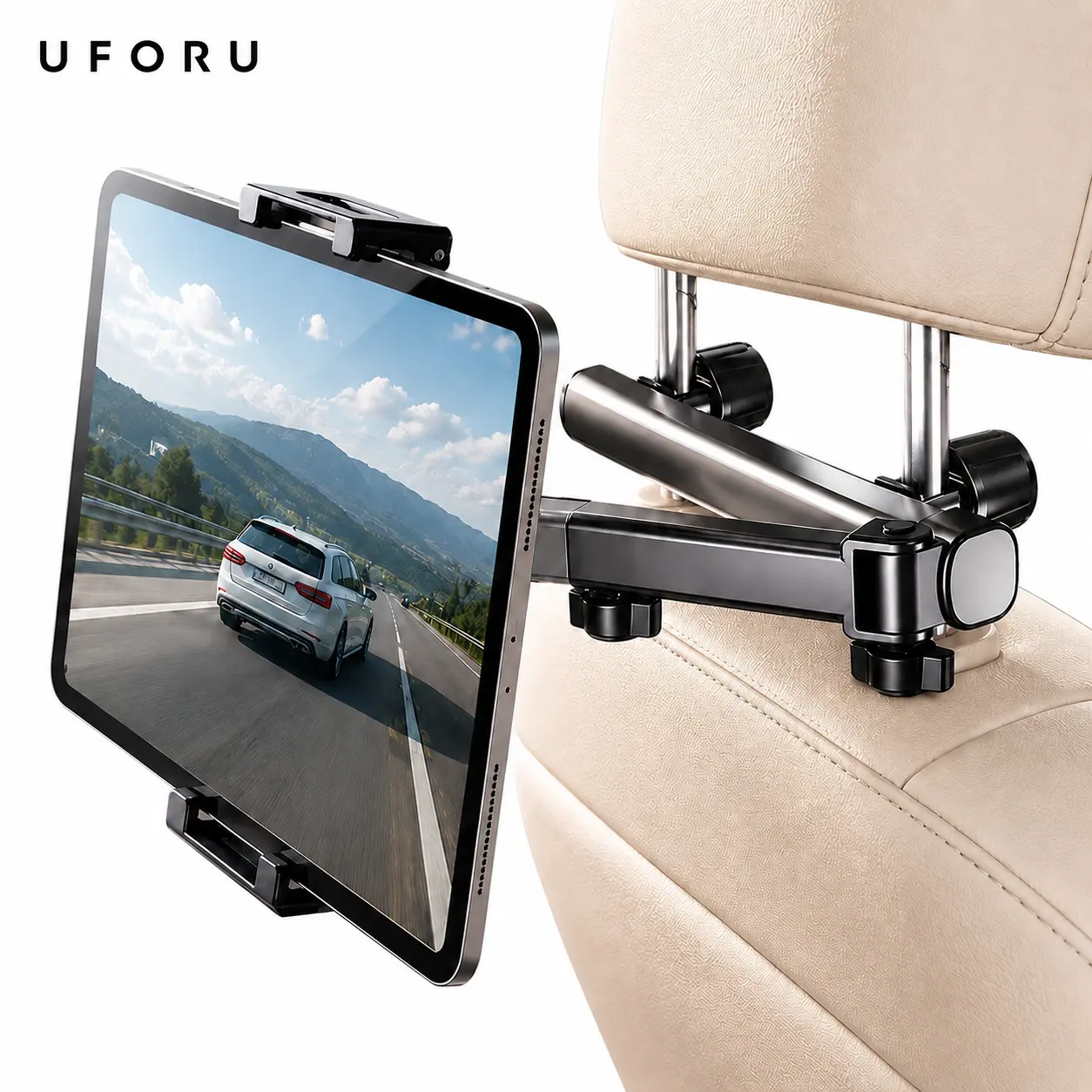 UFORU 3-in-1 Car Headrest Tablet & Phone Holder with Adjustable Extension Arm - Universal Back Seat Mount Compatible with 4.7"-12.9" DevicesIncluding iPad, Galaxy Tab & Fire HD, Summer Travel Essential for Moms, Kids & Family Road Trips #SummerWins #DFYD