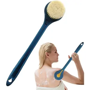 Long Handle Shower Back Brush with Soft Bristles - Personal Bath Cleaning Accessories for Exfoliation, Skin Health Improvement, Wet/Dry Use, Soap Application (for Adults) Wall-Mountable Option
