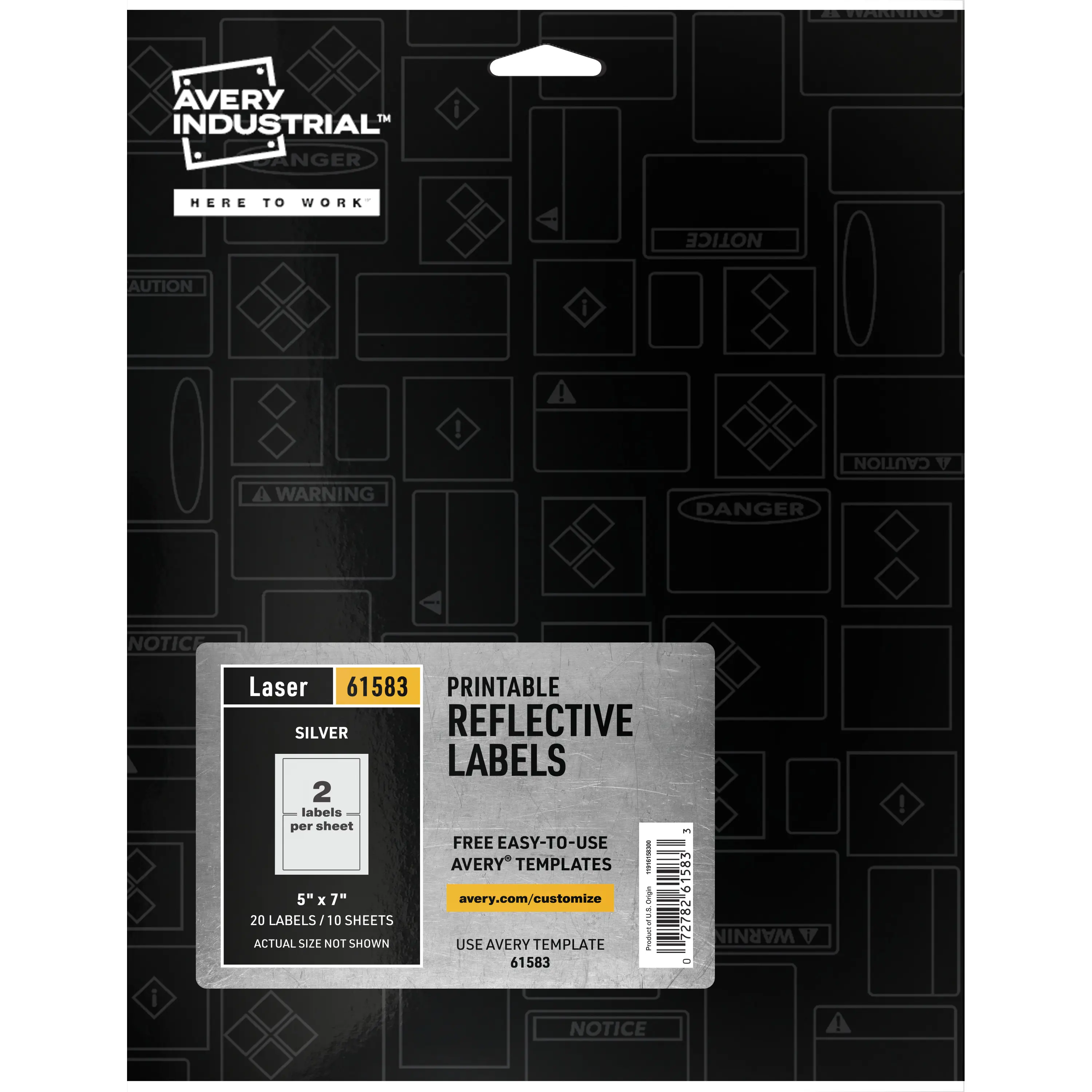 Avery Reflective Labels, 5" x 7" Silver Reflective Sign Labels, Laser Printable, 20 Labels (61583)