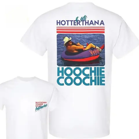 Women's Hotter Than a Hoochie Coochie Graphic Cotton T-Shirt - Unisex Vintage Southern Soft Breathable Fabric Top, 24H Fast Shipping, Country Lake Party Festival Outfit Gift