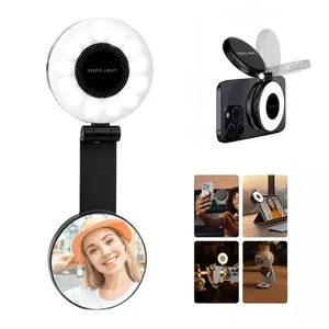 Fill light tripod Selfie Light M-28,3-in-1 Magnetic Mirror Selfie Light,Phone Light Compatible with iPhone Magsafe,Mirror and Phone Stannd Portable Rechargeable Fill Light, 3 Color Temperatures for Makeup, Live Streaming, TikTok,Video Calls, compatible