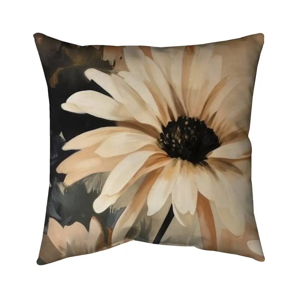 212 MAIN Contemporary Black 16x16 in. Delicate Daisy Pillow - Soft Textile Soft Furnishing, Bedroom Inspo for Home Decor