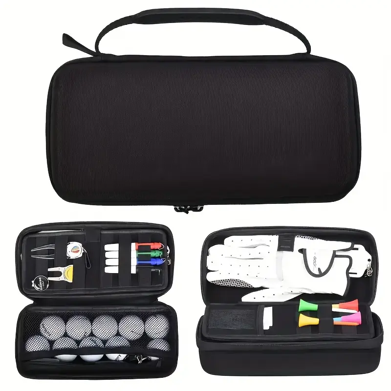 Durable Shell Golf Storage Box & Organiser, Compact Storage Pouch with Glove Stretcher and Carabiner Loop - Trunk Accessory for Youth Gloves, Boxes sohochic