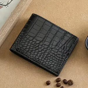 [Durable, Crocodile Wallet] High-End Men's Crocodile-Textured Wallet |   Large Capacity, Multiple Card Slots, Durable Faux Leather |   Everyday Business Commuting & College Style Wallet (Black)