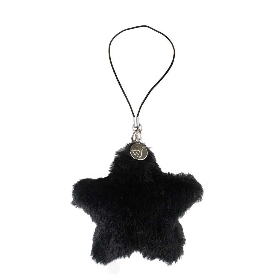 Black Fluffy Star Charm | Limited Edition Trendy iPhone Charm Accessory | Dainty Cute Puff Starry | Women Owned Small Business | Fluffy Black Star Phone Charm | Gift For Her | Cute Attachment For Phone Case