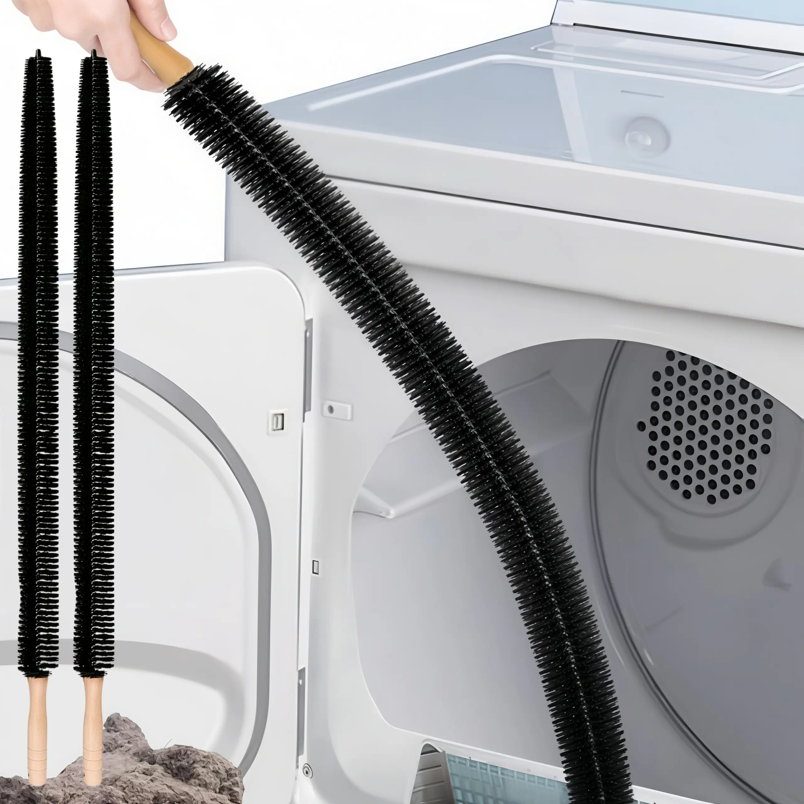 LMMAKE 1PC/2PCS Dryer Vent Cleaner Brush, Extra Long Flexible Coil & Radiator Brush. Flexible lint remover clears dust and pet hair, smooth steel build for durable home appliance cleaning