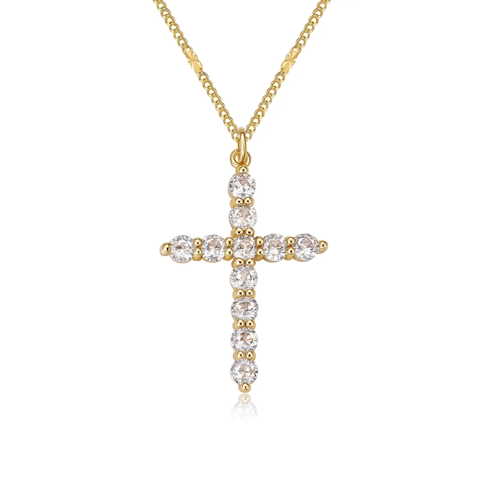MEIITRUE 14K Gold Plated Cross Pendant Necklace for Women - Hypoallergenic Cubic Zirconia Cross Necklace - Dainty Faith Gold Jewelry Gifts backtoschool