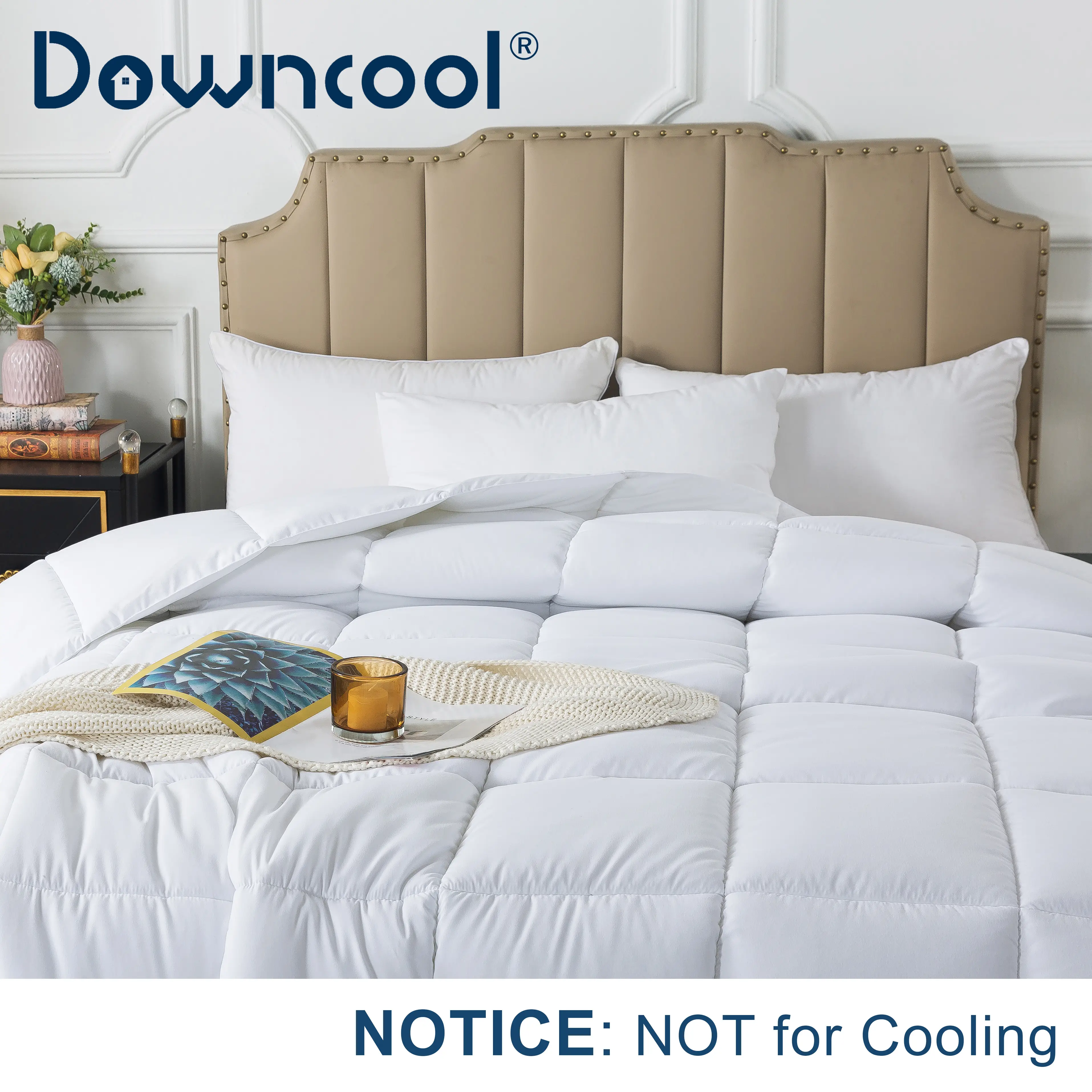 【Fall Deals for You】DOWNCOOL All Seaon Light Weight Comforter with Multi-colors, Warm but Not Overheated, Quilted Duvet Insert with corner tab, Hotel