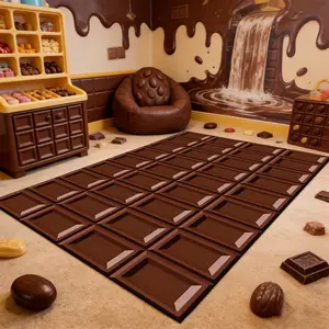 Chocolate Pattern Carpet, Creative Chocolate Print Design, Soft Comfortable Non-Slip Wear-Resistant, Easy Clean