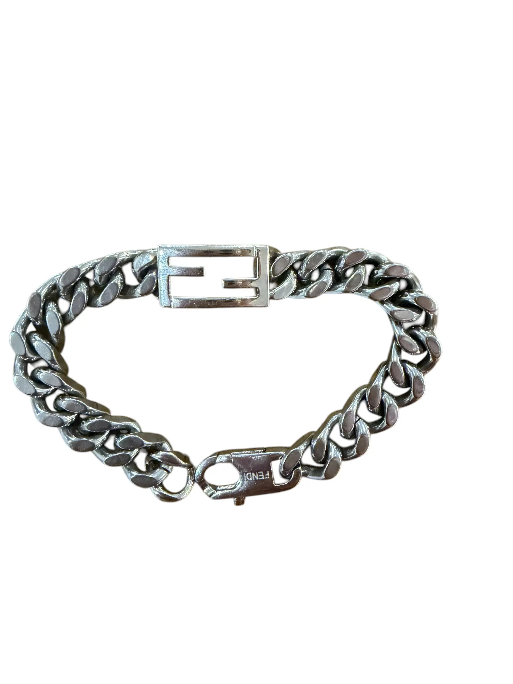 Pre-owned Fendi Chunky Silver Bracelet Perfect for Daily Use