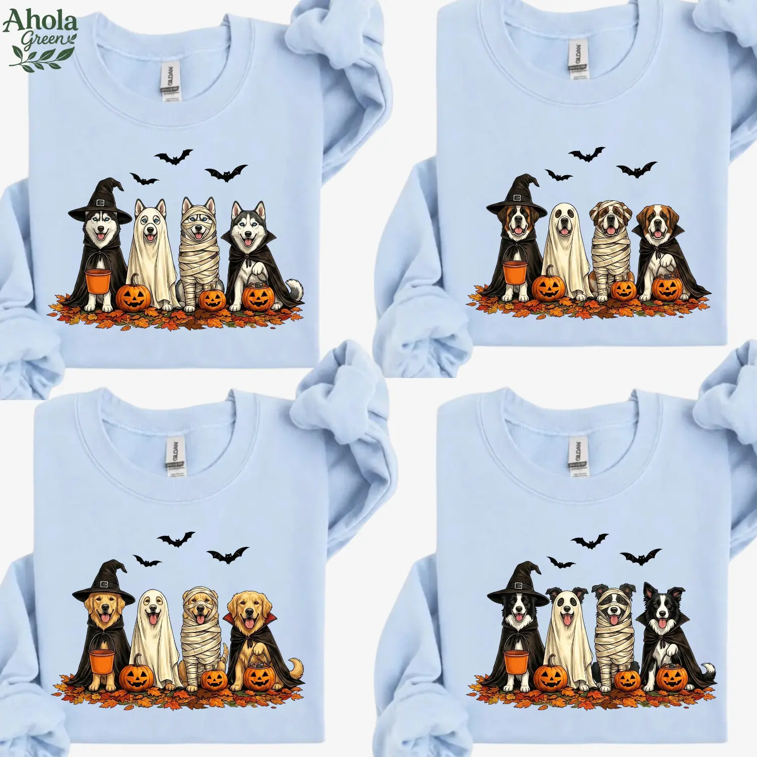 30+ Dog Breeds Halloween Sweatshirt, Cute Ghost Dog Crewneck, Witch Puppy Fall Pullover, Dog Lover Halloween Sweatshirt, Unisex Graphic Crewneck