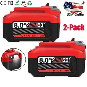 high quality  2PACK 20V 8.0AH For Craftsman 20 Volt MAX Li-ion Battery CMCB204 CMCB202 CMCB201