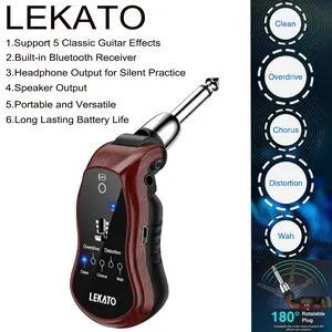 【Crazy Discounts】LEKATO Guitar Headphone Amplifier, Micro Headphone Amplifier, Bass Guitar Headphone Amplifier, Rechargeable Mini Guitar Practice Amp, with Bluetooth Receiver, Clean Chorus Overdrive Distortion & Wah Audio Support 5 Classic Guitar Effects