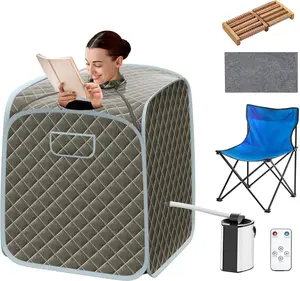 COSTWAY Portable Steam Sauna, 3L Foldable Sauna Spa with Remote Control, 9-Gear Temperature and Timer, Atomization Function, Personal Sauna Tent for Weight Loss, Detox Relaxation at Home