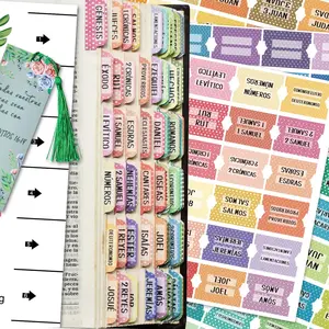 Spanish Catholic Bible Index Tabs New & Old Testament Tabs Matte Laminated Floral Design, Bible Journaling Supplies - 122 Pcs (Polka Dots)