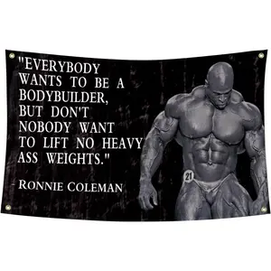 Ronnie Coleman Bodybuilding Motivational Quote Flag 3x5 Feet Gym Room Decor Fitness Sports Flag with Bass Gromments