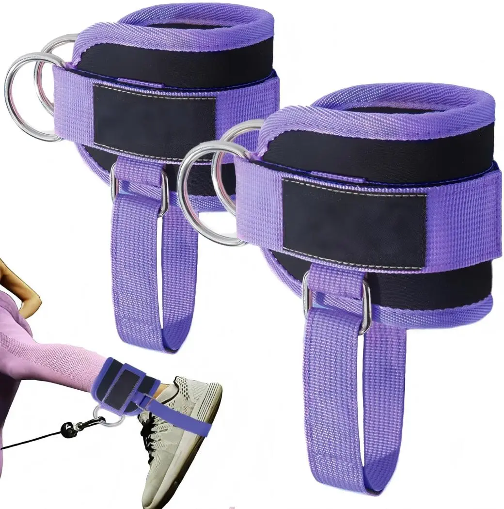 Ankle Straps Ankle Resistance Bands Wrist Cuffs Padded Straps Adjustable Fitness Glute Kickback D-Ring for Cable Machine Gym Foot Leg Training Brace Support 1 Pair