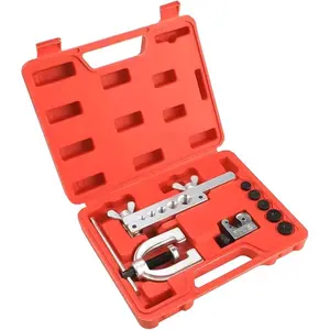 Car Brake Line Flaring Tool Kit, Double & Single Flaring Tool with Tubing Cutter for 3/16" 1/4" 5/16" 3/8" 1/2", Automotive Brake Line Repair Set for Copper Aluminum Fuel Tube