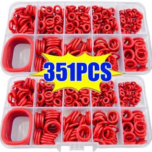 351 Piece Silicone O-Ring Sealing Pad Set, Oil Resistant Heat Resistant Heavy Duty Durable, Includes 10 Different Sizes, for Cars Pipes Faucets, Parts