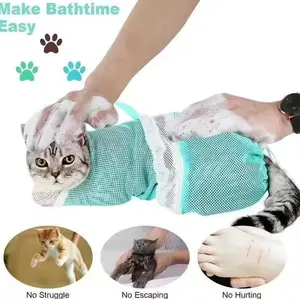 Cat Grooming & Bathing Bag – Multi-functional Adjustable Breathable Restraint Shower Bag, Adjustable Cat Bathing Bag, Multi-purpose Grooming Bag, Pet Bathing Supplies, Dog and Cat Grooming Essentials.
