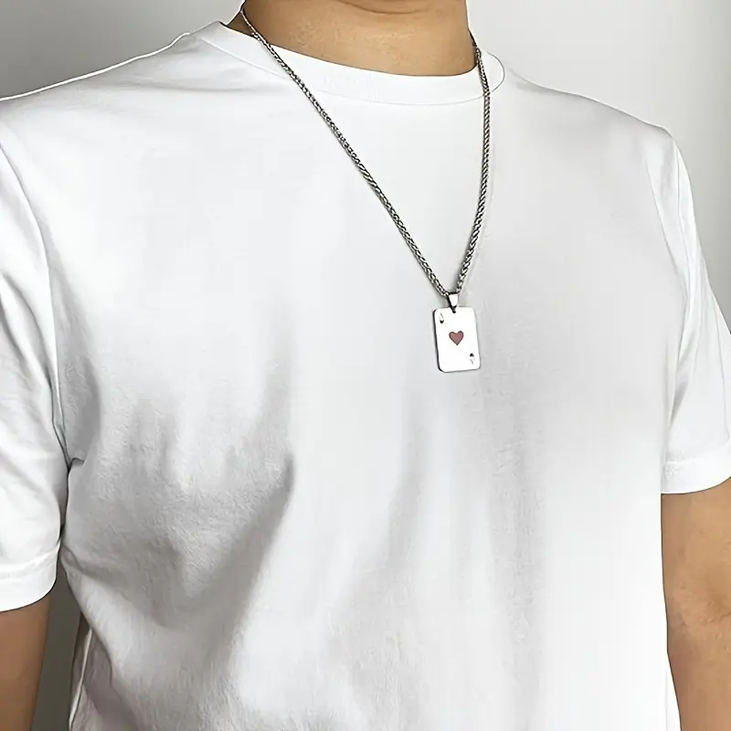 Ace of Hearts & Spades Playing Card Pendant Necklaces, Cool Poker Jewelry for Men & Women
