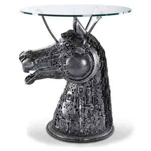 40" Table Horse Head / Glass Inspired Recycled Metal Sculpture /One-of-a-Kind Work of Art