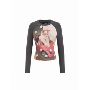 Cider Cotton-blend Round Neckline Kitty & Polka Dot Graphic Tee SwimWeek